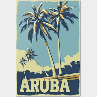 A Vintage Travel Illustration of Aruba Posters and Art
